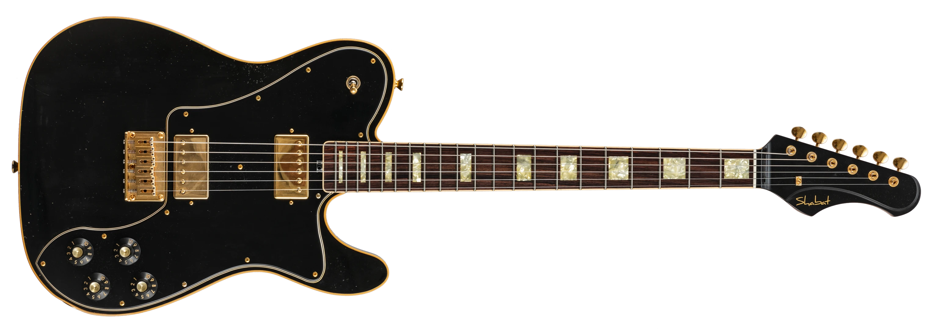 Shabat Guitars Lion Deluxe black, light aging, flamed maple neck